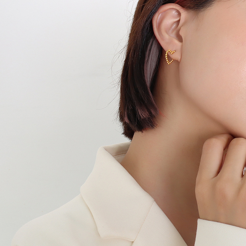 European INS Heart-Shaped Irregular Earrings Stainless Steel 18k PVD Gold Plated Trendy Jewelry - Image 3