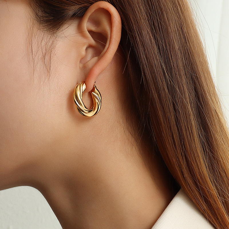 Creative Zircon-Shaped Earrings Titanium Steel 18k PVD Gold Plated Minimal Modern Women Accessories - Image 7