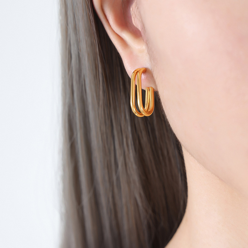 Korean Minimalist Geometric Statement Frame Earrings for Women Elegant Student Style Trendy and Versatile Fashion Accessorie - Image 6