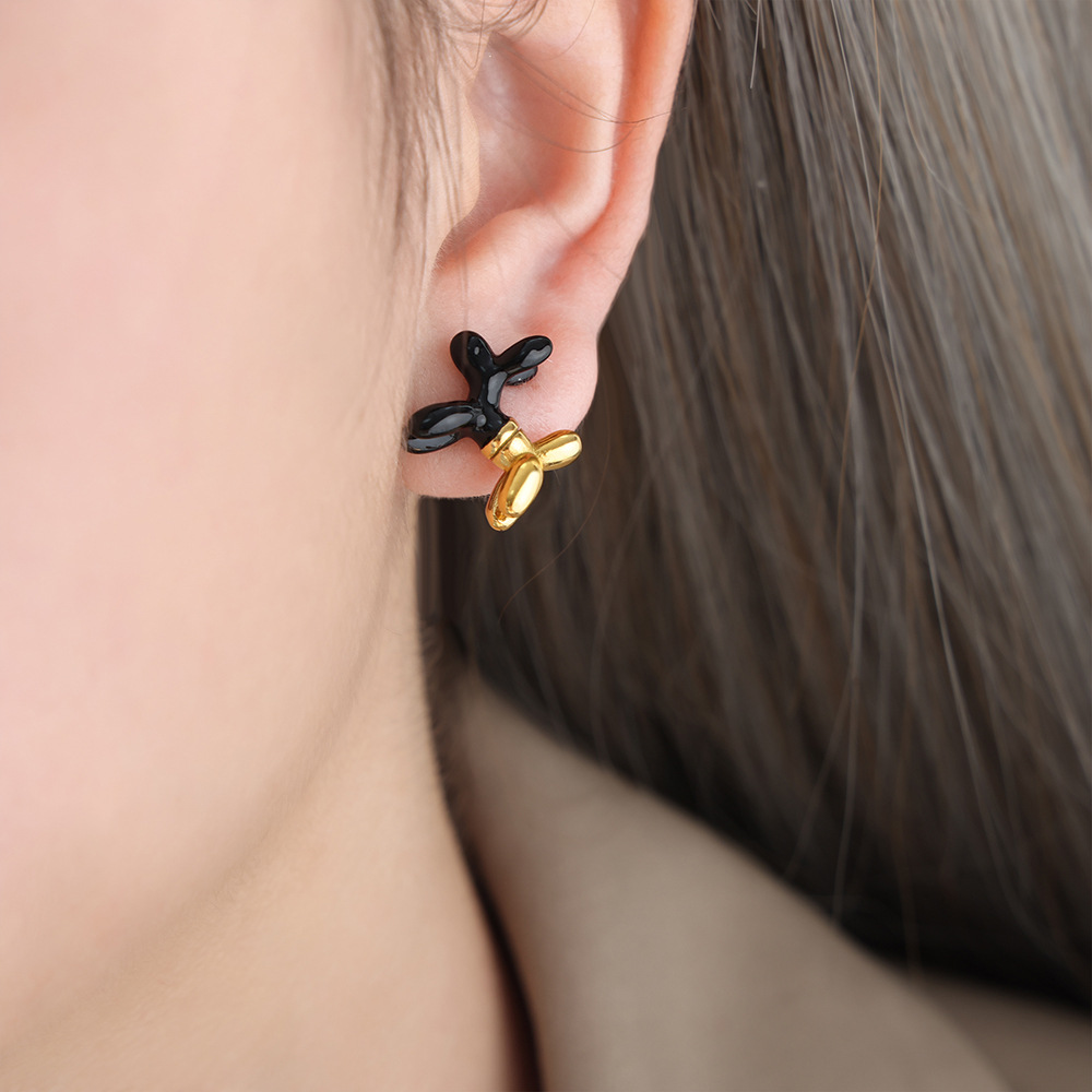 New Luxury Colorful Enamel Cartoon Dog Earrings Titanium Steel 18K PVD Gold Plated Cute Jewelry for Women - Image 8