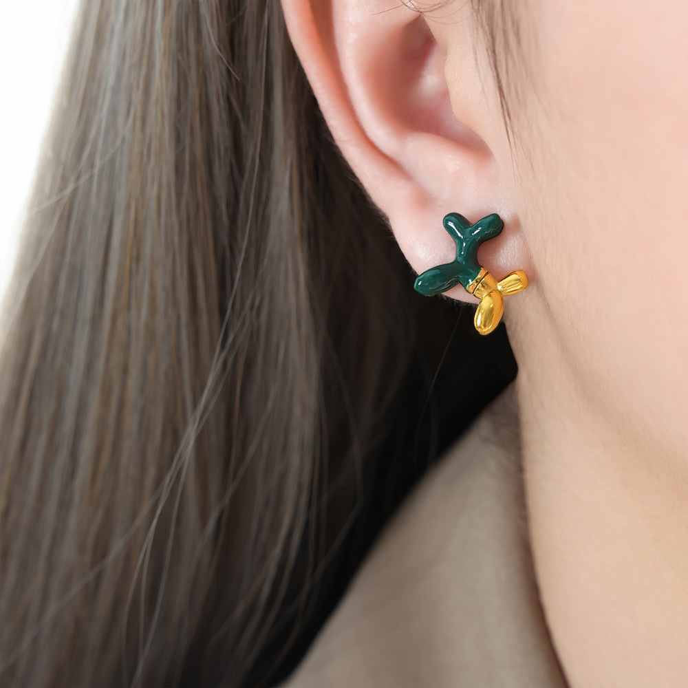 New Luxury Colorful Enamel Cartoon Dog Earrings Titanium Steel 18K PVD Gold Plated Cute Jewelry for Women - Image 10